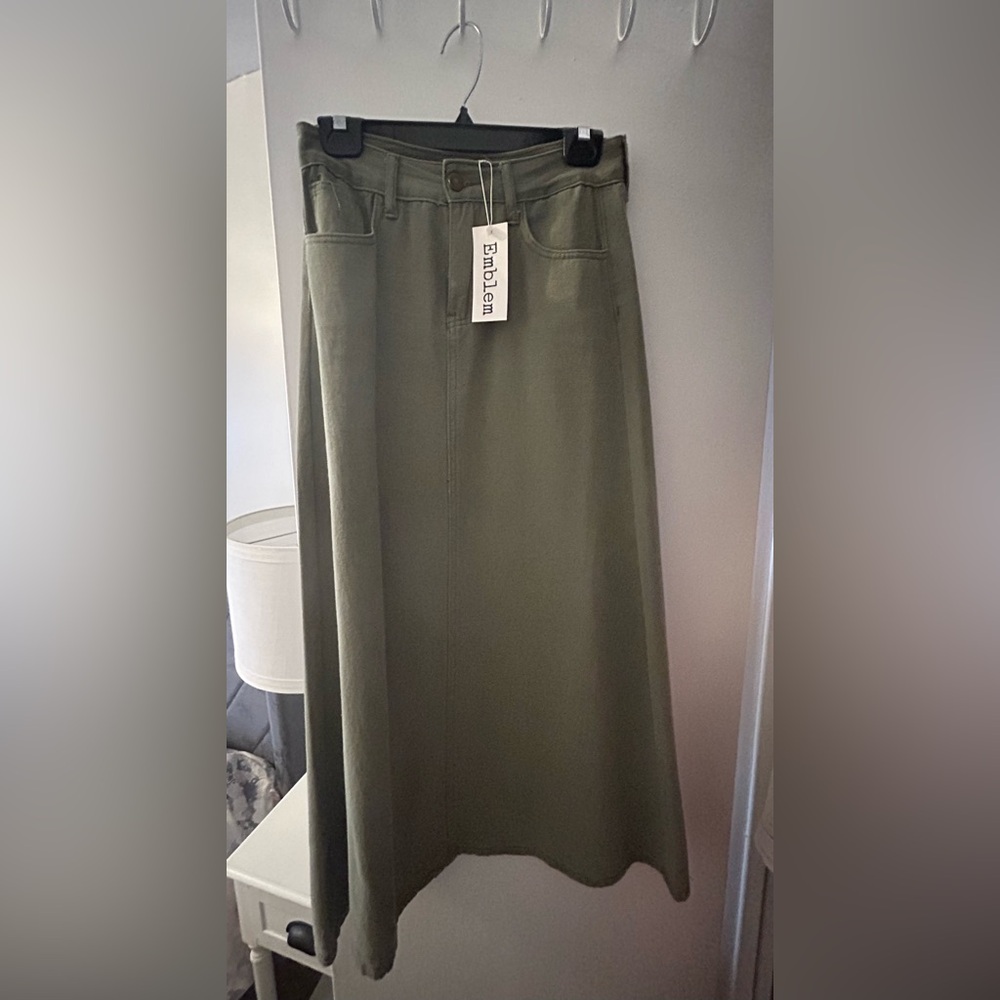Olive Green Women's Midi Skirt
